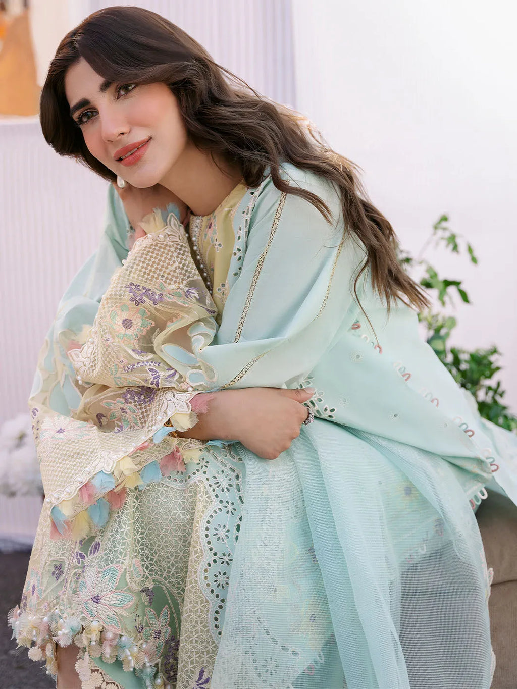 Shehzil - Luxury Lawn 3PC Chikenkari Heavy Embroidered Suit | Zf -07 Unstitched Summer Luxe '26