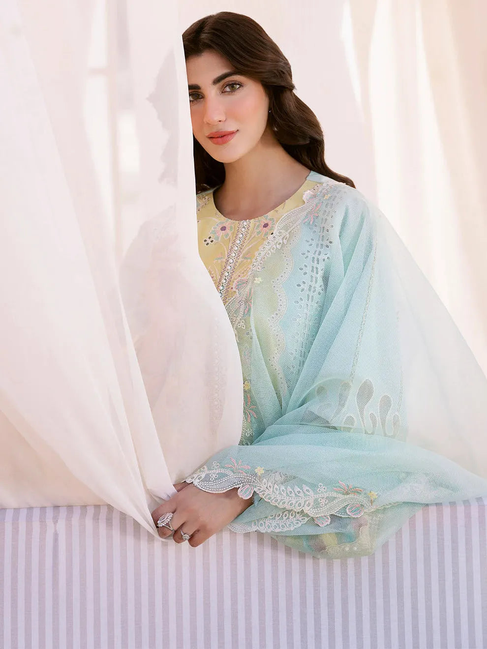Shehzil - Luxury Lawn 3PC Chikenkari Heavy Embroidered Suit | Zf -07 Unstitched Summer Luxe '26