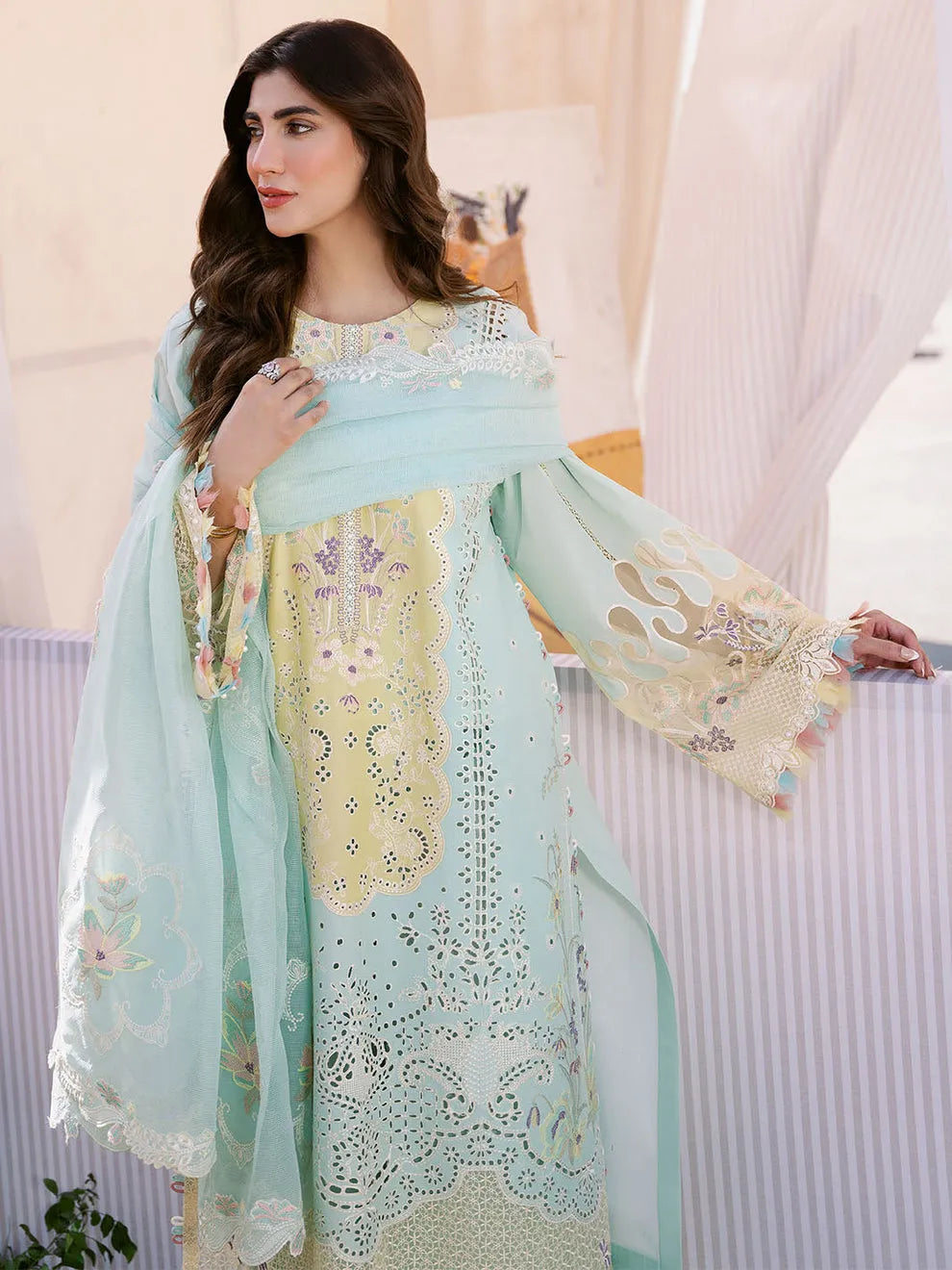 Shehzil - Luxury Lawn 3PC Chikenkari Heavy Embroidered Suit | Zf -07 Unstitched Summer Luxe '26