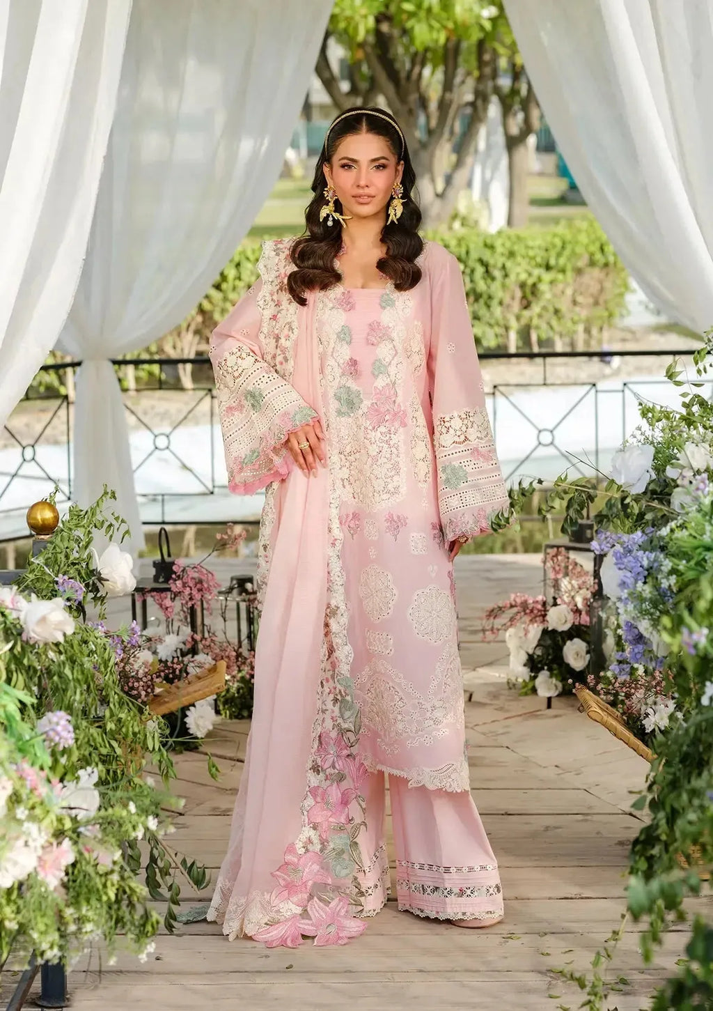 Zayna - Luxury Lawn 3PC Chikenkari Heavy Embroidered Suit | ZF-068 Unstitched Summer Luxe '26