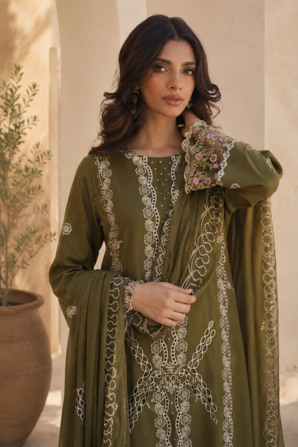 Eden - Lawn 3PC Chikenkari Heavy Embroidered Suit | Unstitched Summer Luxe '26