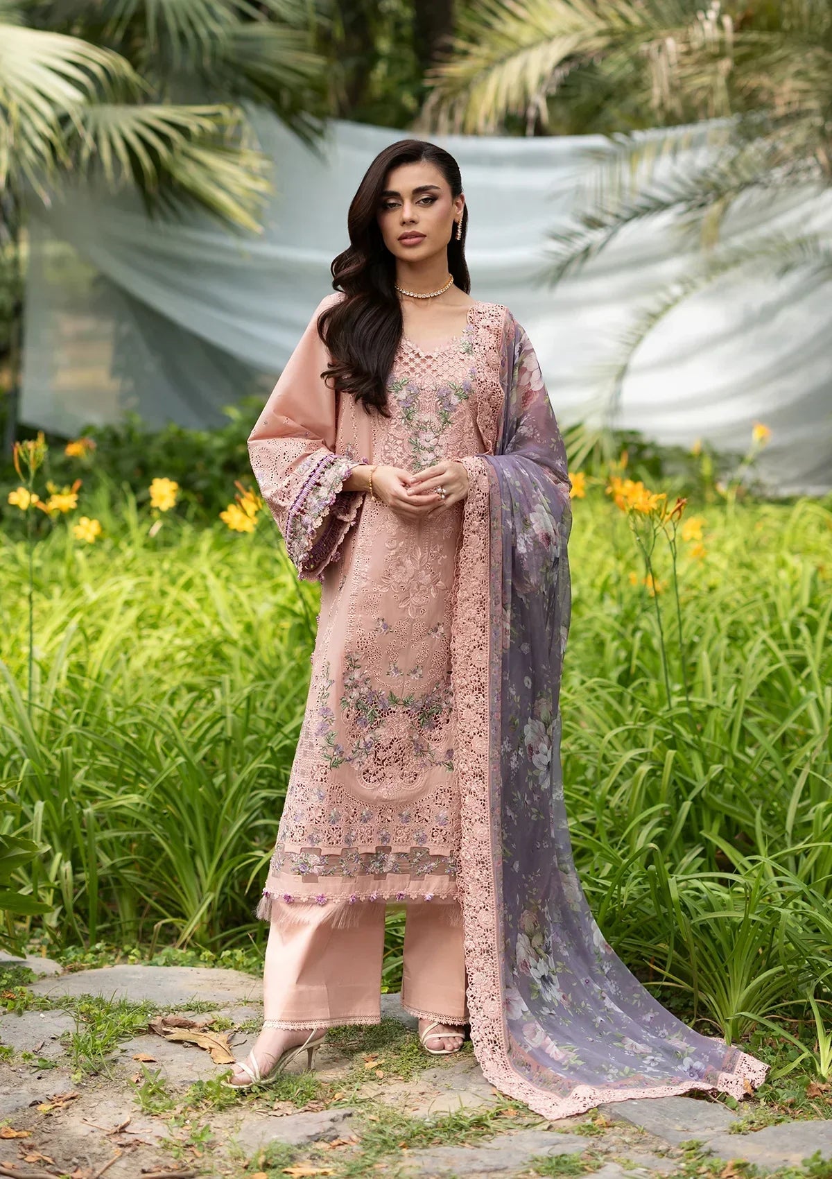 Roxan - Luxury Dhanak 3PC Chikenkari Heavy Embroidered Suit | EA-W-119 Luxe '26