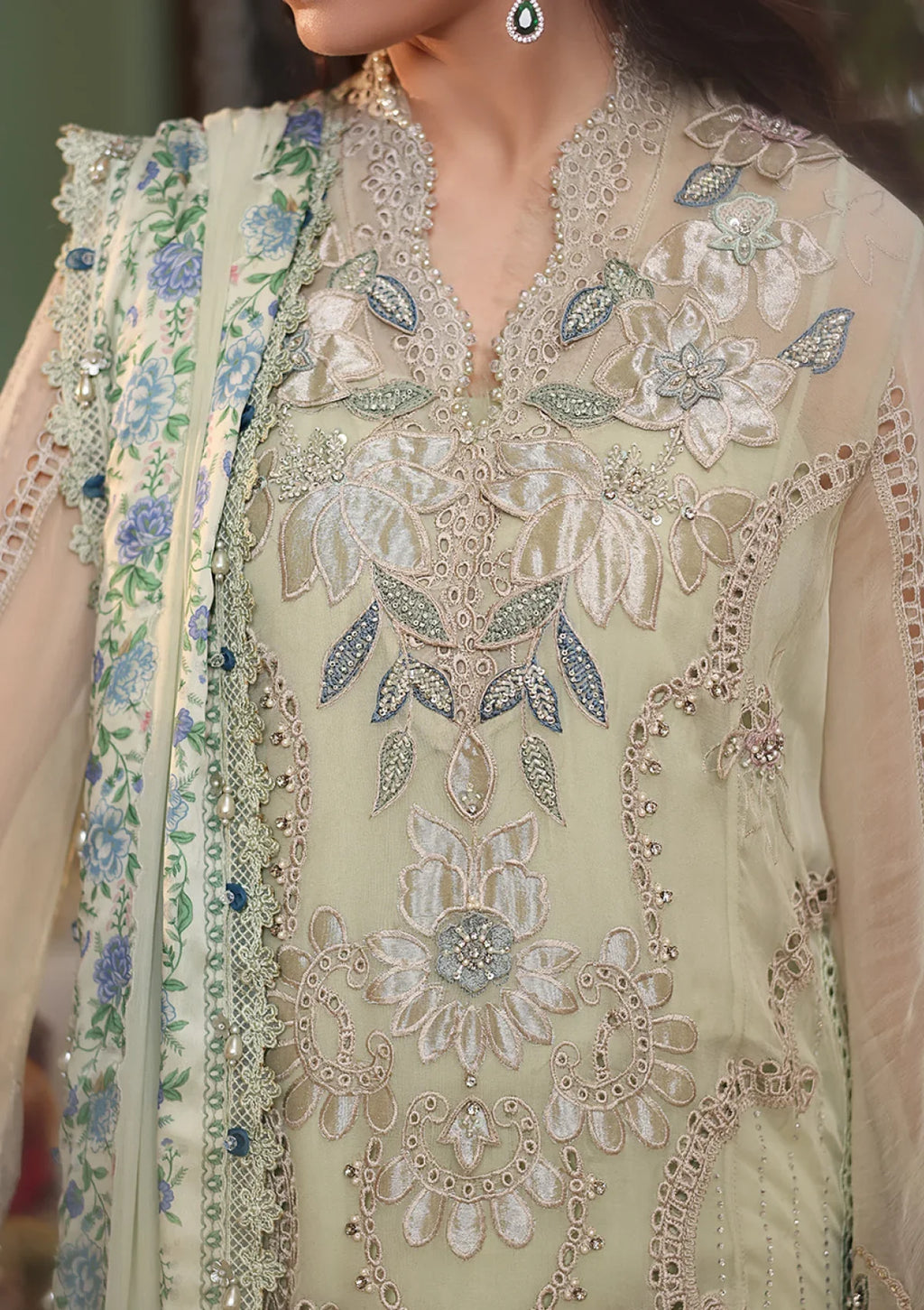 Setareh - Luxury Viscose 3PC Chikenkari Heavy Embroidered Suit | EA-W- 128  Luxe '26
