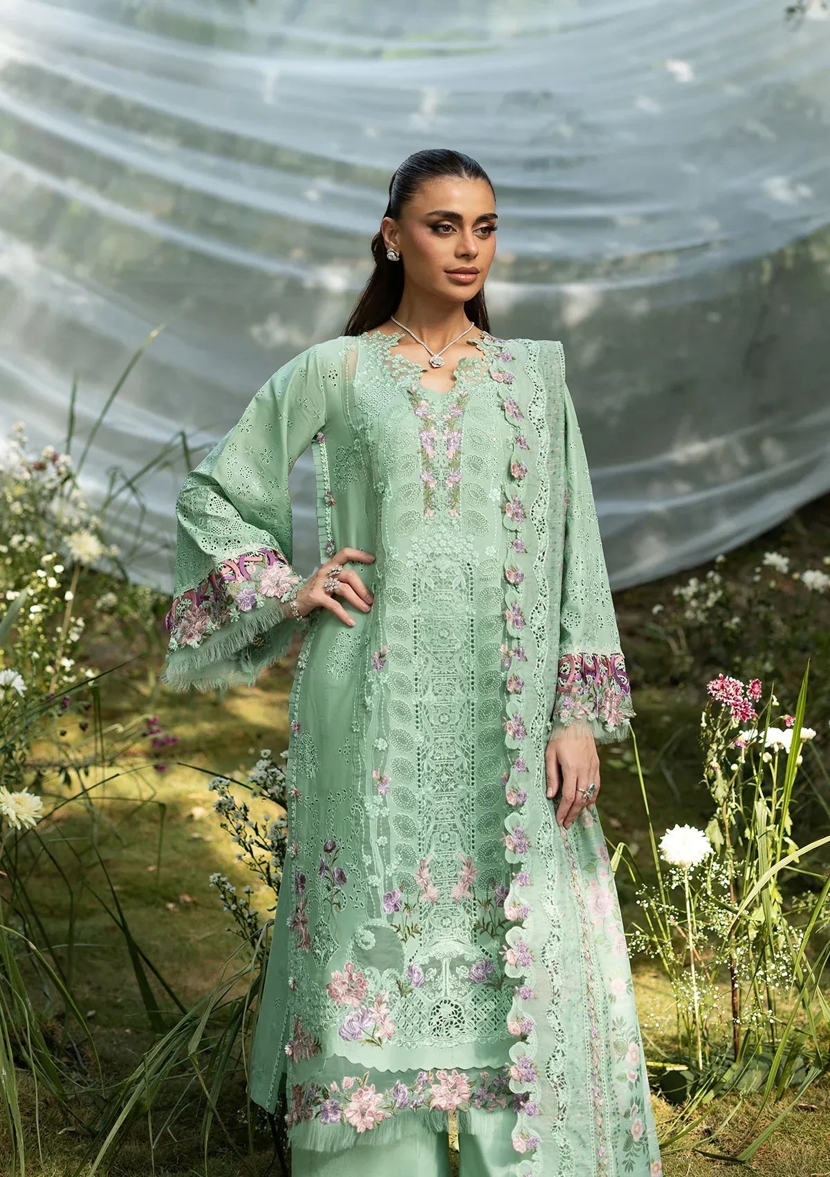 Shahnaz - Luxury Dhanak 3PC Chikenkari Heavy Embroidered Suit | EA-W- 122 Luxe '26