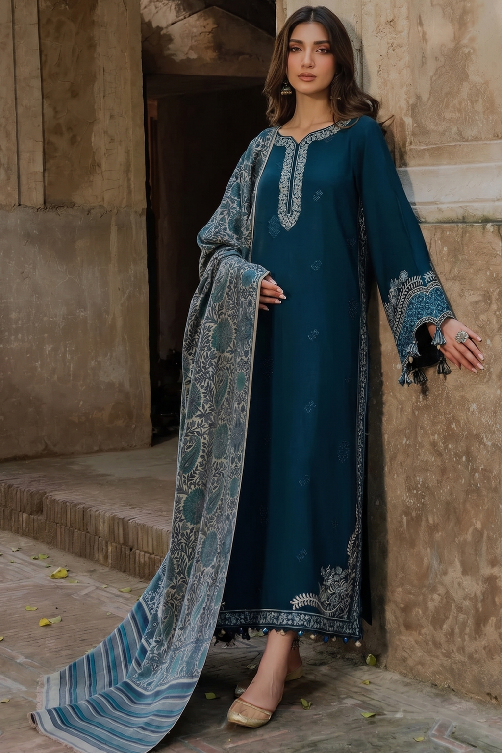 Elora - Lawn 3PC Chikenkari Heavy Embroidered Suit | Unstitched Summer Luxe '26
