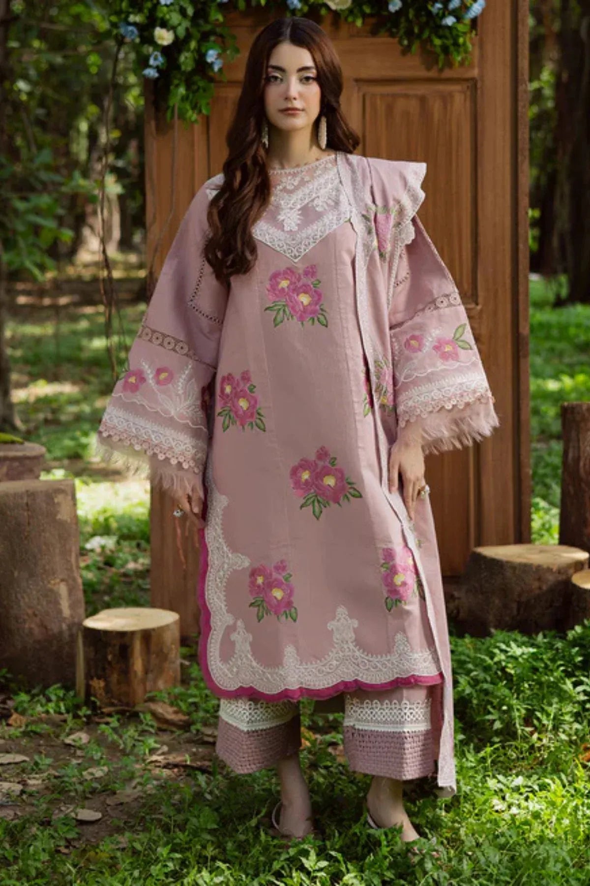 Zewar ZF-S-052 - Luxury Lawn 3PC Chikenkari Heavy Embroidered Suit | Unstitched Summer Luxe '26