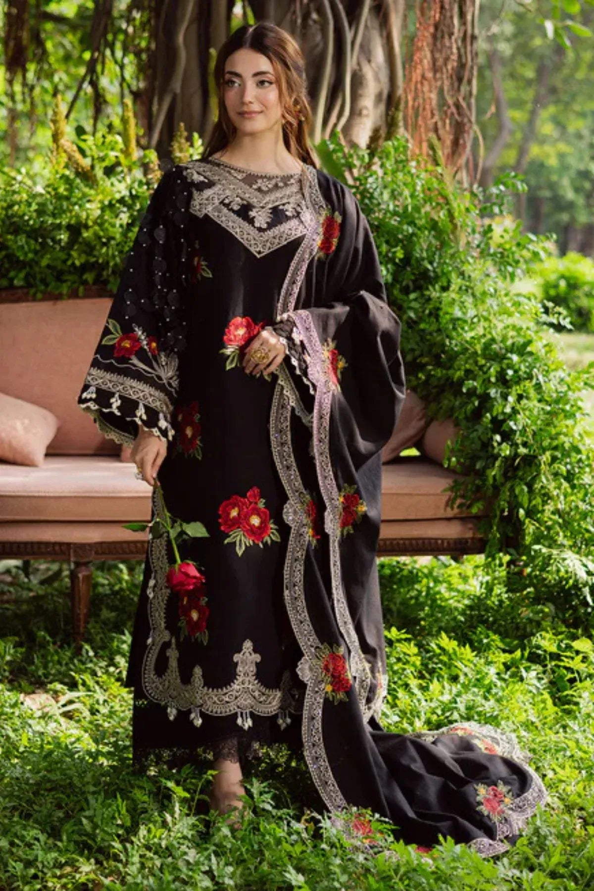 Haya - Luxury Lawn Heavy Embroidered 3PC Suit | ZF-038 Unstitched