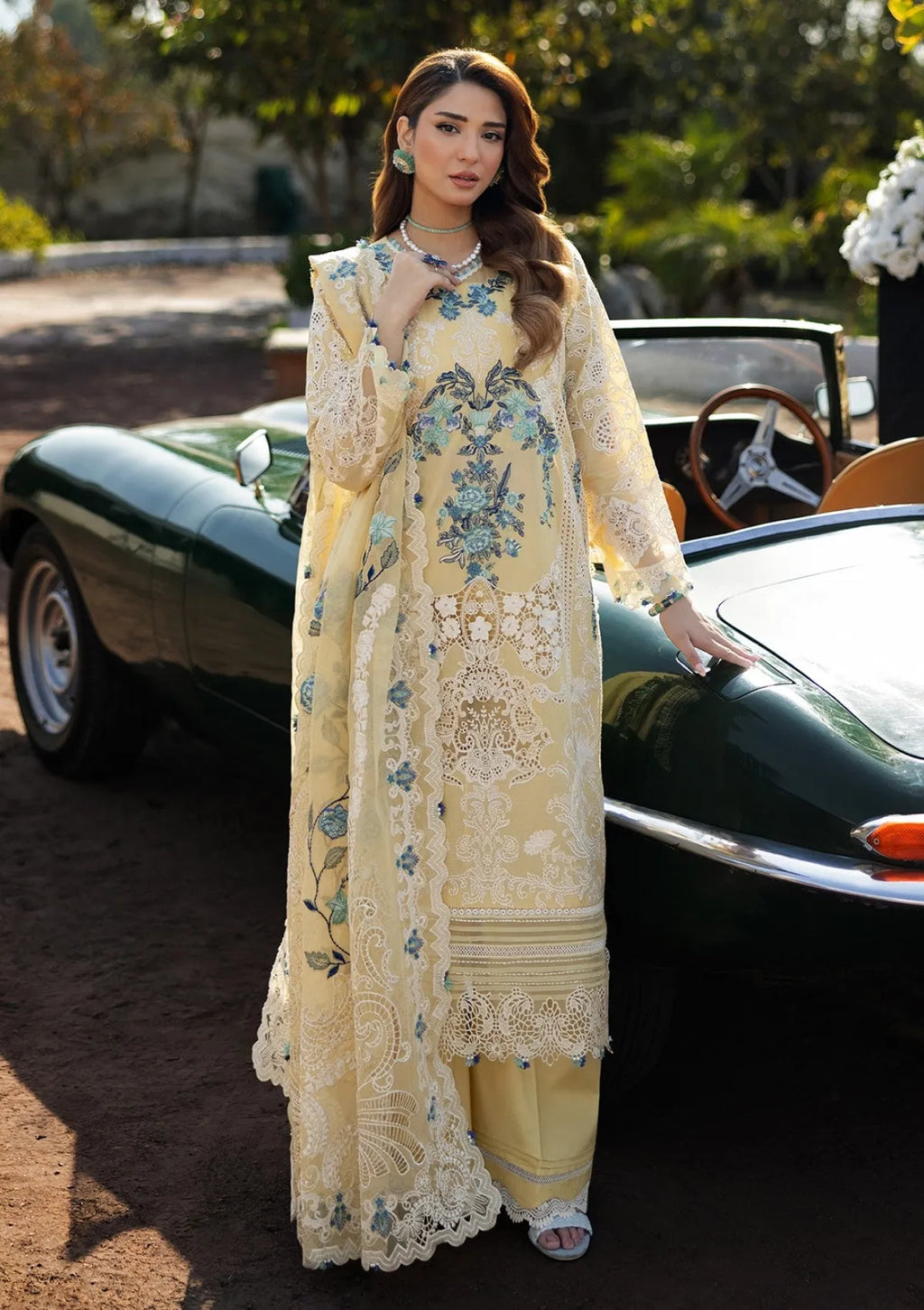 Mariyum - Zf -04 Luxury Lawn 3PC Chikenkari Heavy Embroidered Suit | Unstitched Summer Luxe '26