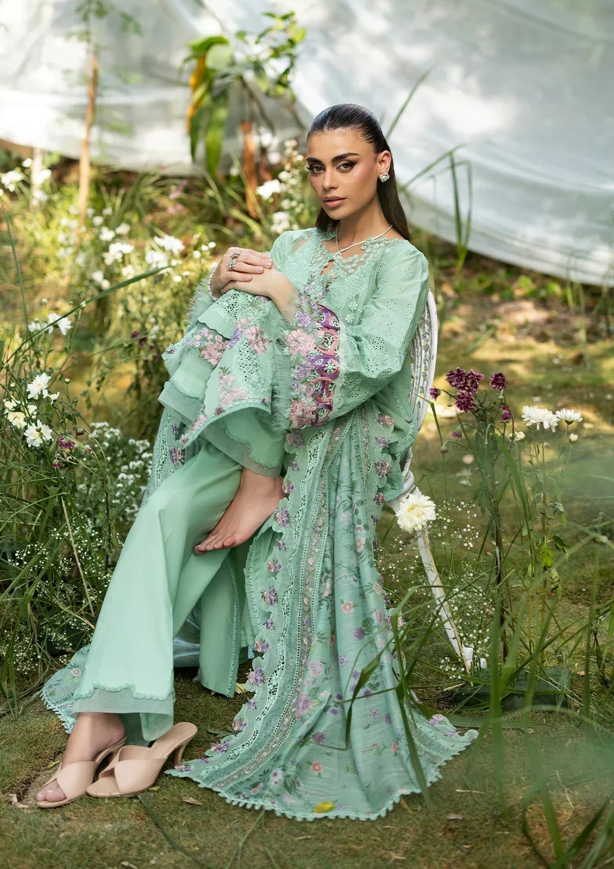 Shahnaz - Luxury Dhanak 3PC Chikenkari Heavy Embroidered Suit | EA-W- 122 Luxe '26