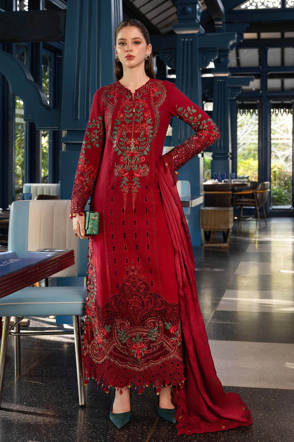 Roselle - Luxury Dhanak 3PC Chikenkari Heavy Embroidered Suit | Zf- 109 Zaroon Luxe '26