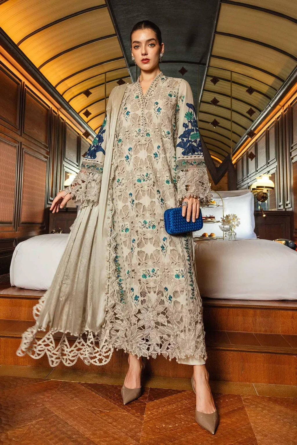 Evania - Luxury 3PC Chikenkari Heavy Embroidered Suit | ZF-107 Zaroon Luxe '26