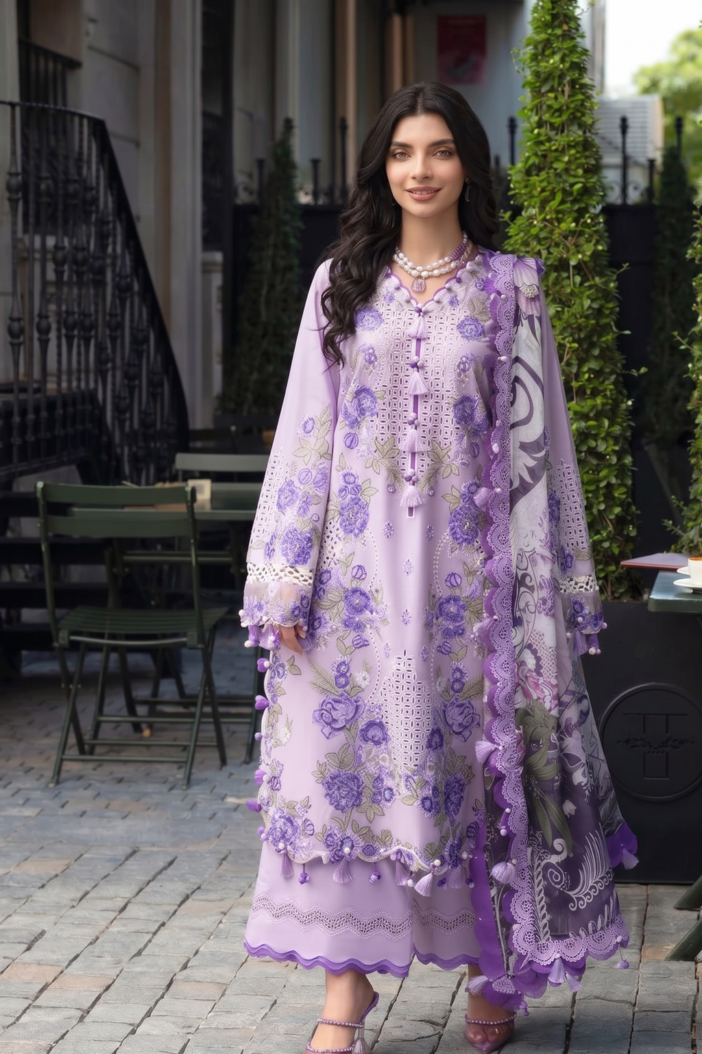 Abeera - Lawn 3PC Chikenkari Heavy Embroidered Suit | Unstitched Summer Luxe '26