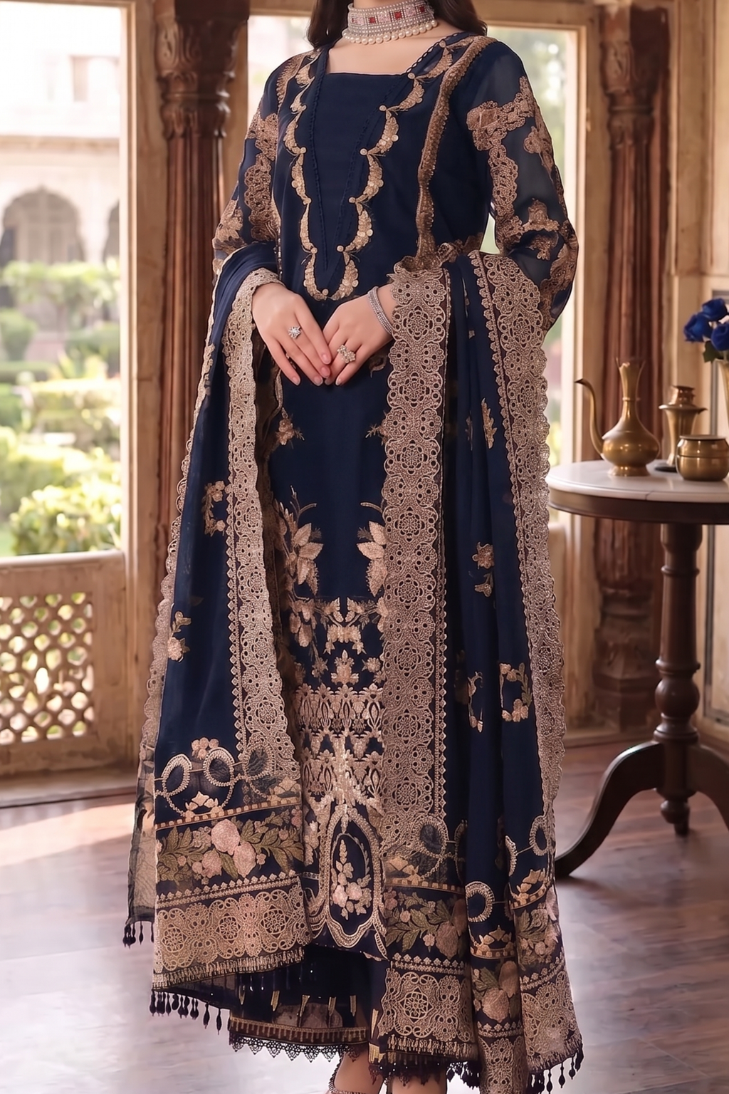 Fabiha - Lawn 3PC Chikenkari Heavy Embroidered Suit | Unstitched Summer Luxe '26