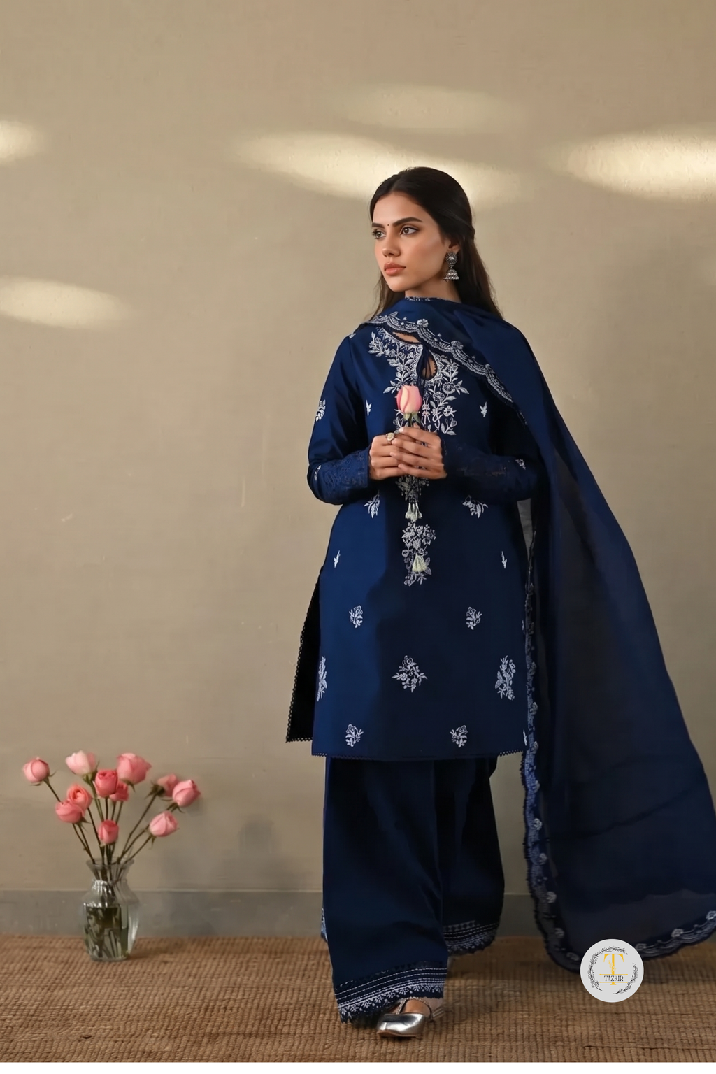 Fakhra - Lawn 3PC Chikenkari Heavy Embroidered Suit | Unstitched Summer Luxe '26