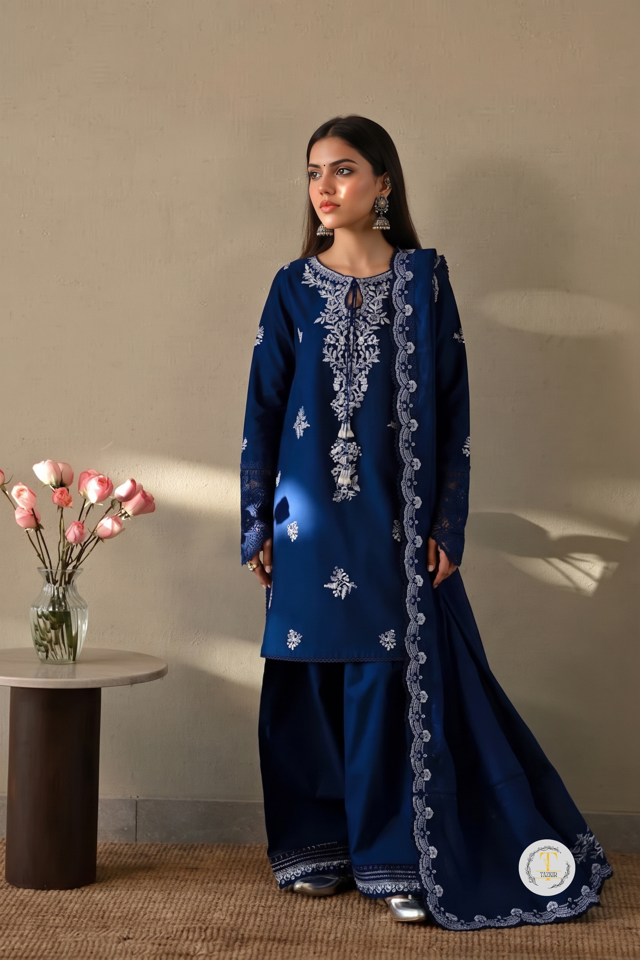 Fakhra - Lawn 3PC Chikenkari Heavy Embroidered Suit | Unstitched Summer Luxe '26