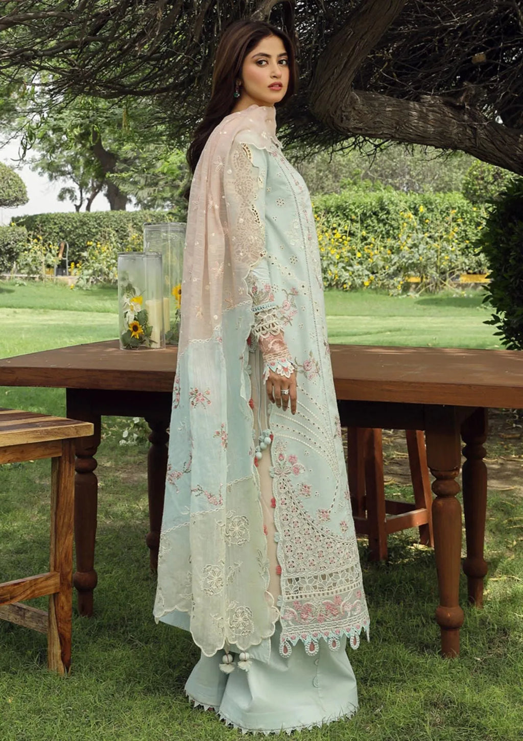 Javeria ZF-S-051 - Luxury Lawn 3PC Chikenkari Heavy Embroidered Suit | Unstitched Summer Luxe '26