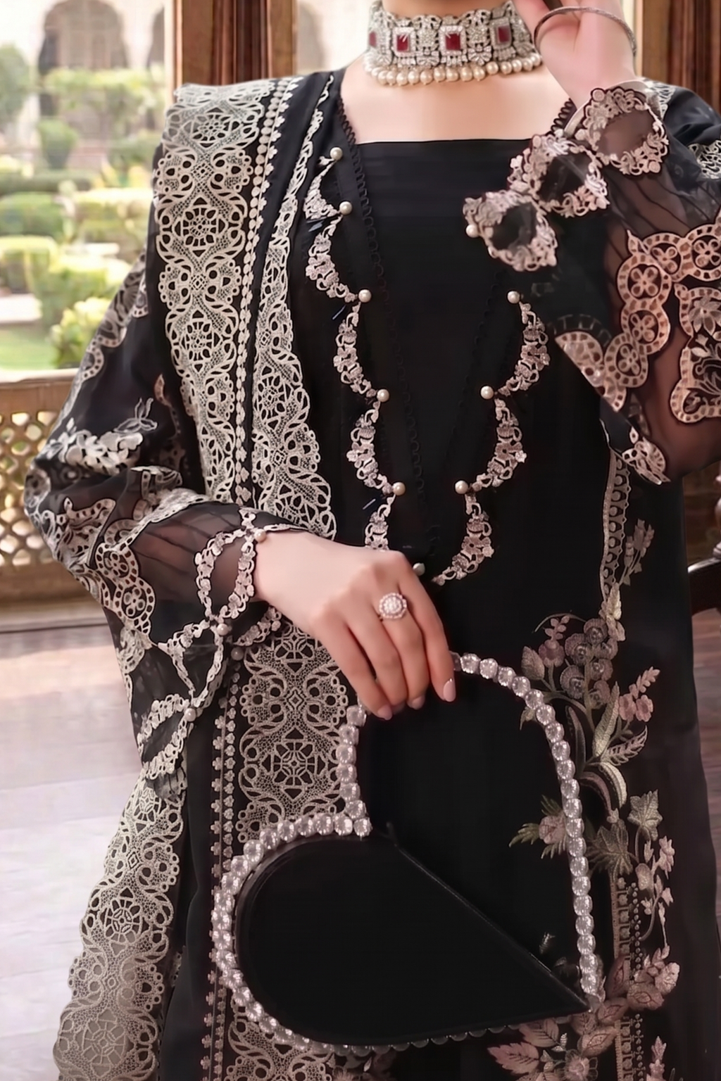 Farah - Lawn 3PC Chikenkari Heavy Embroidered Suit | Unstitched Summer Luxe '26
