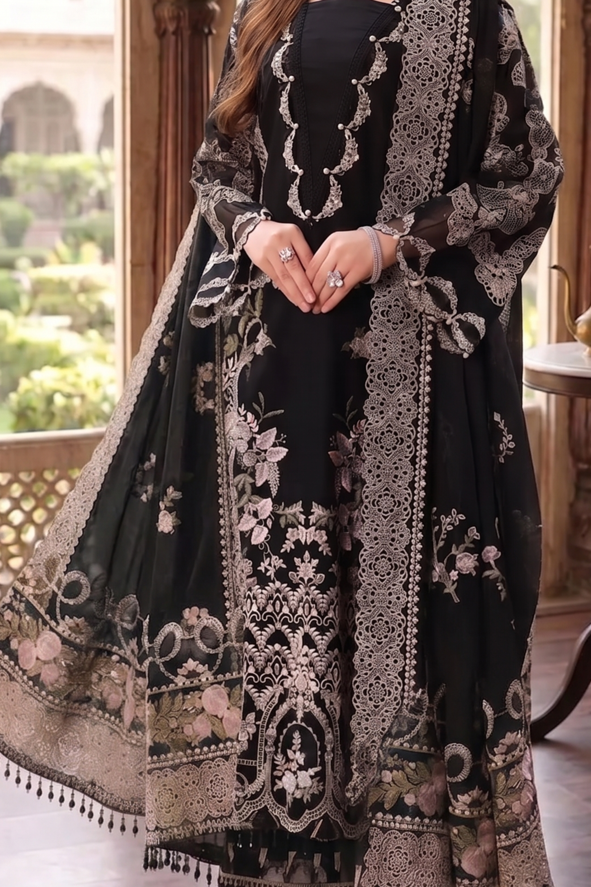 Farah - Lawn 3PC Chikenkari Heavy Embroidered Suit | Unstitched Summer Luxe '26