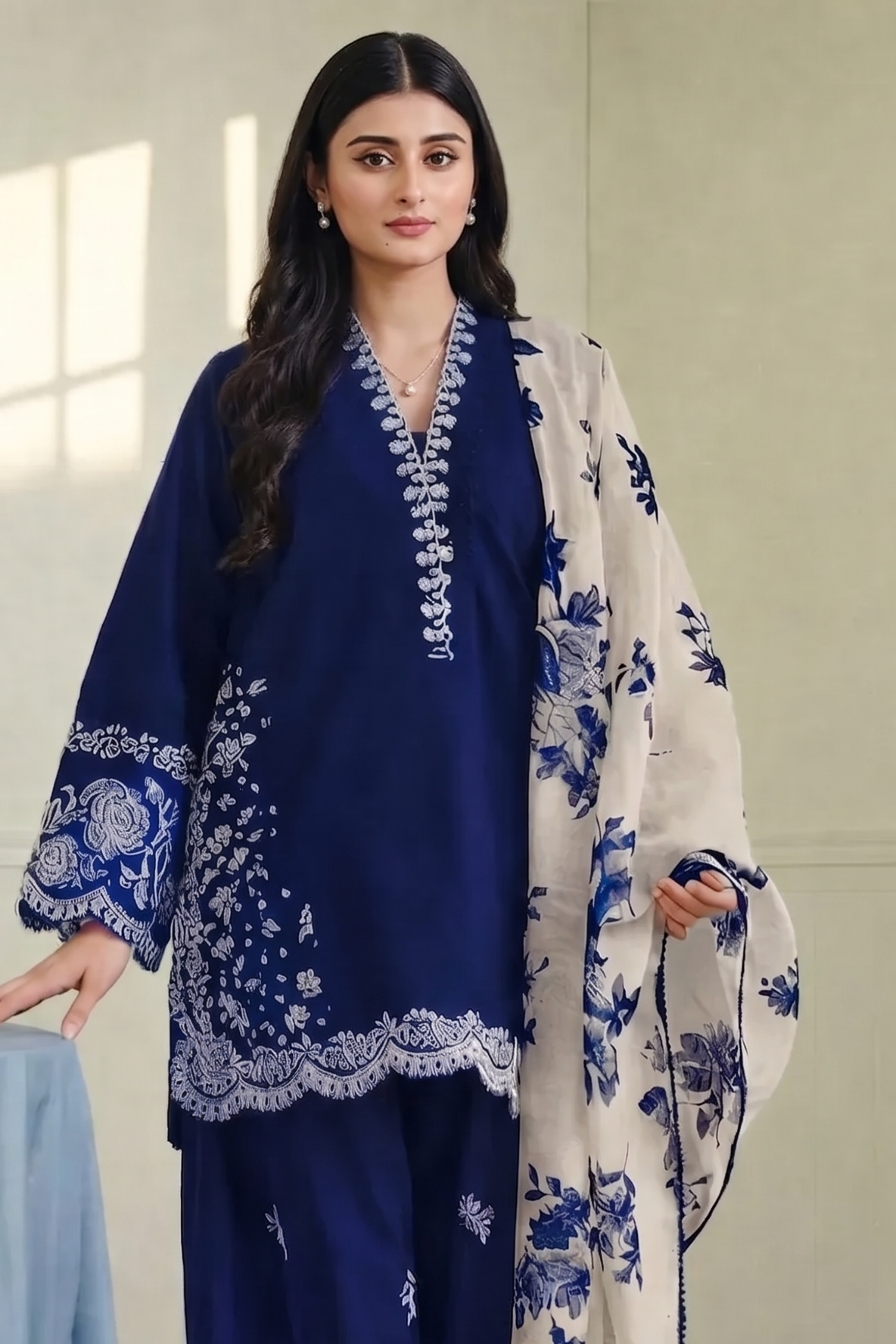 Fariyal - Lawn 3PC Chikenkari Heavy Embroidered Suit | Unstitched Summer Luxe '26