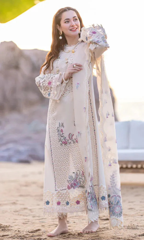 Hania - Luxury Lawn 3PC Chikenkari Heavy Embroidered Suit | ZF-015 Unstitched Summer Luxe '26