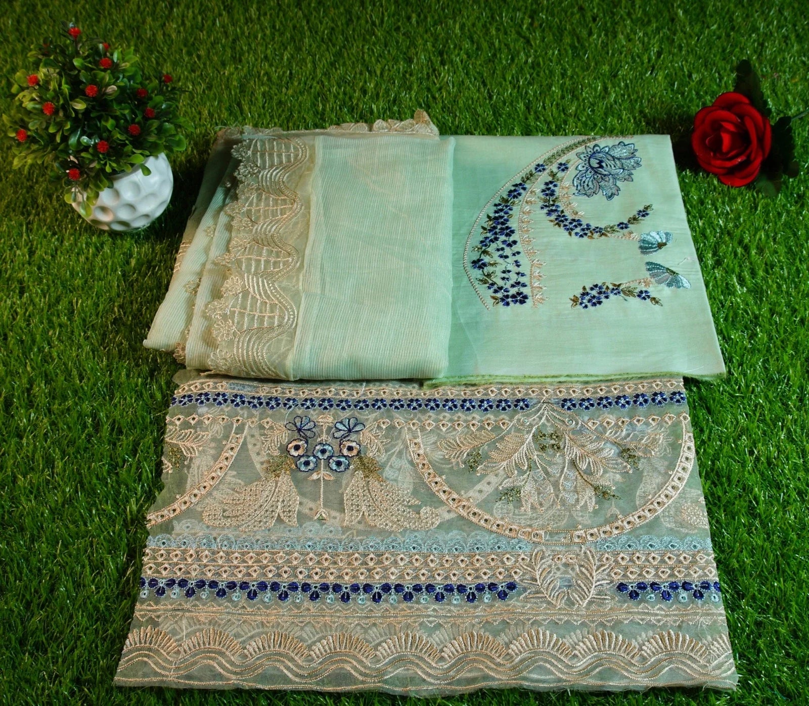 Iman - Luxury Lawn 3PC Chikenkari Heavy Embroidered Suit | ZF-069 Unstitched Summer Luxe '26