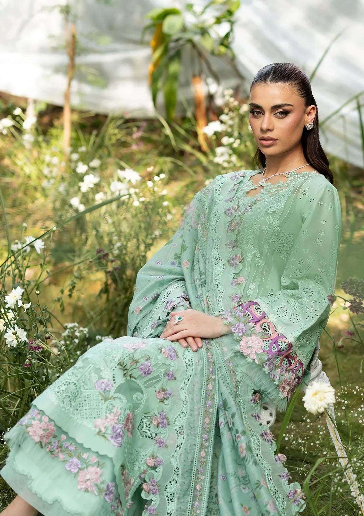 Shahnaz - Luxury Dhanak 3PC Chikenkari Heavy Embroidered Suit | EA-W- 122 Luxe '26