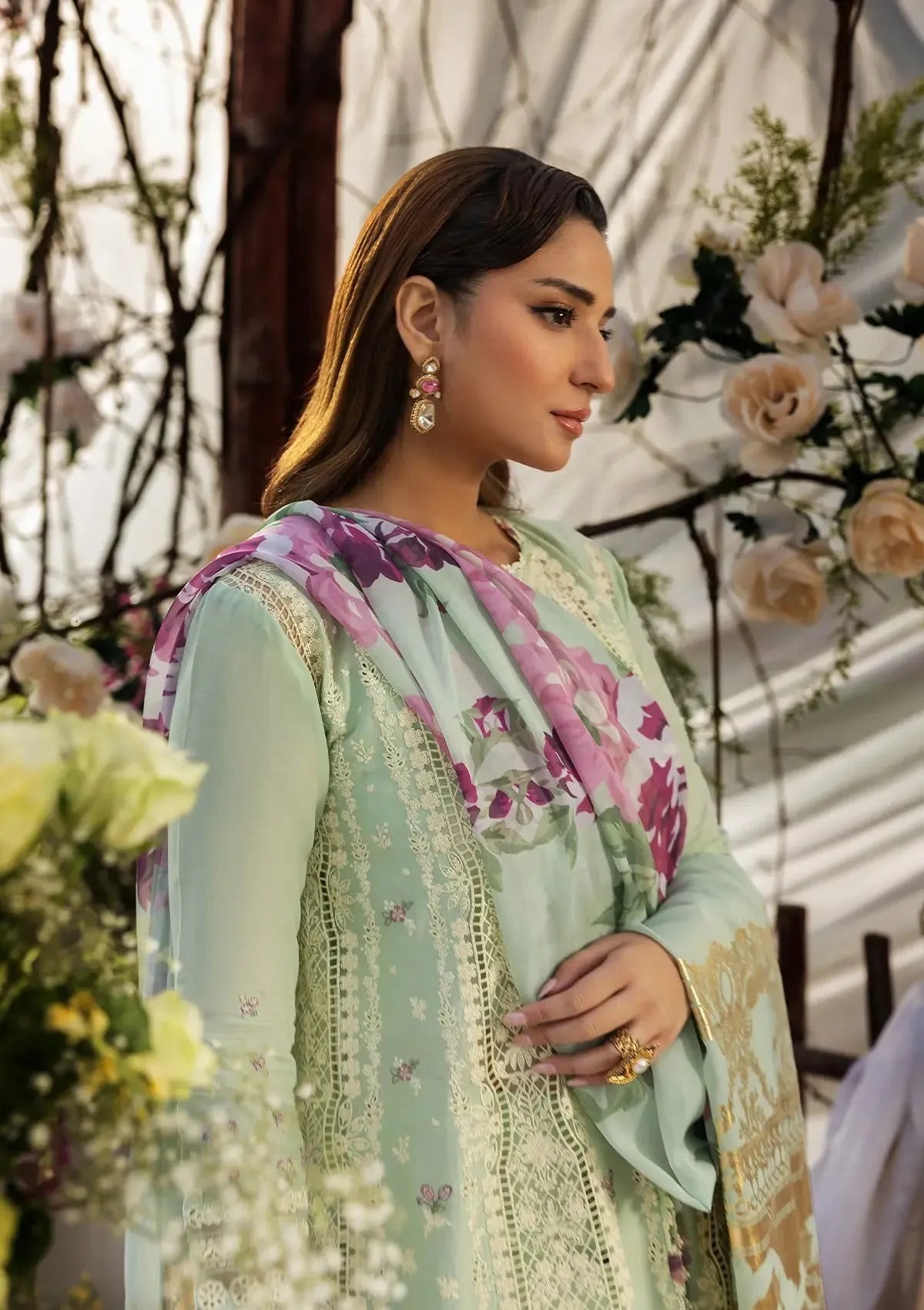 Asma - Luxury Lawn 3PC Chikenkari Heavy Embroidered Suit | ZF-023 Unstitched Summer Luxe '26