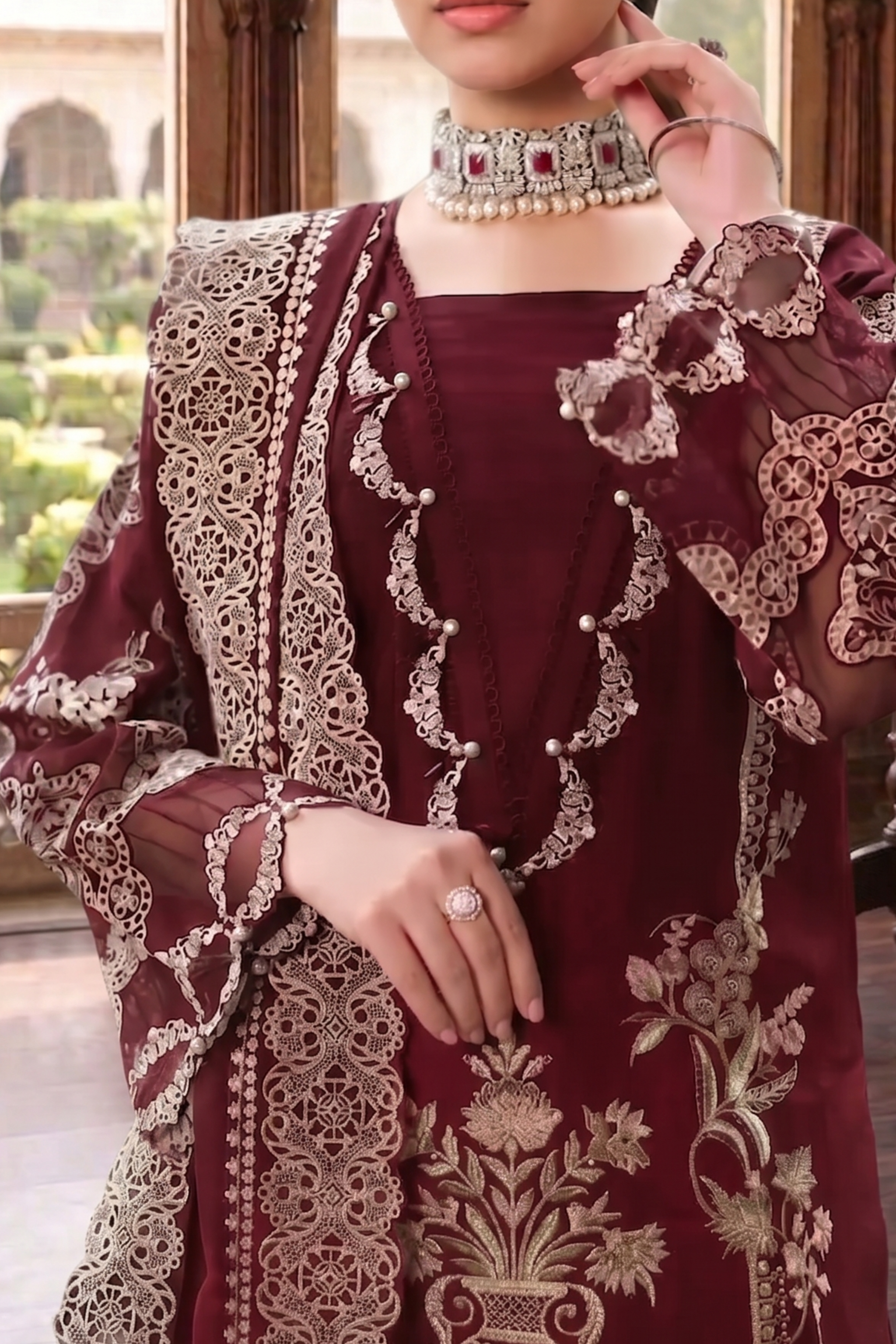 Farwa - Lawn 3PC Chikenkari Heavy Embroidered Suit | Unstitched Summer Luxe '26