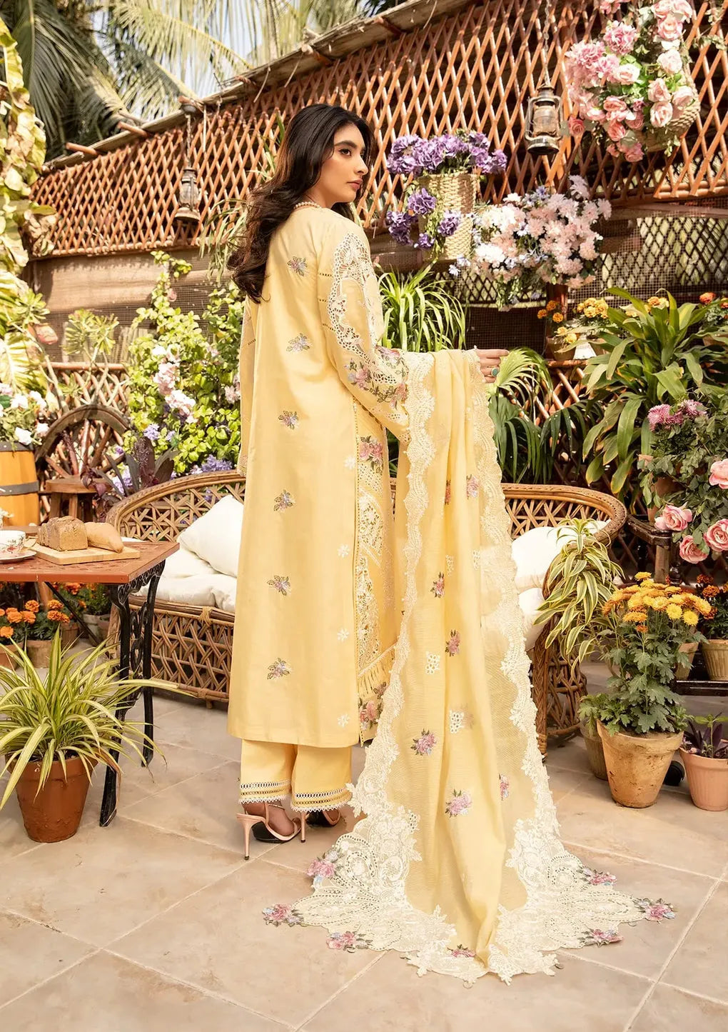 Dua- Luxury Lawn 3PC Chikenkari Heavy Embroidered Suit | ZF 056 Unstitched Summer Luxe '26