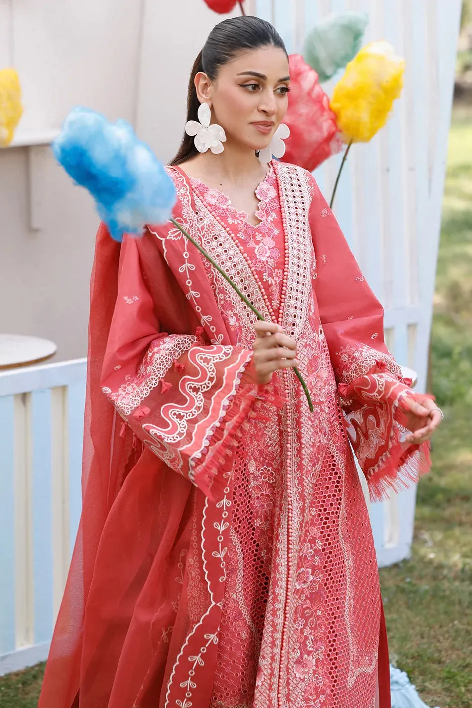 Noor - Luxury Lawn 3PC Chikenkari Heavy Embroidered Suit | ZF-067 Unstitched Summer Luxe '26