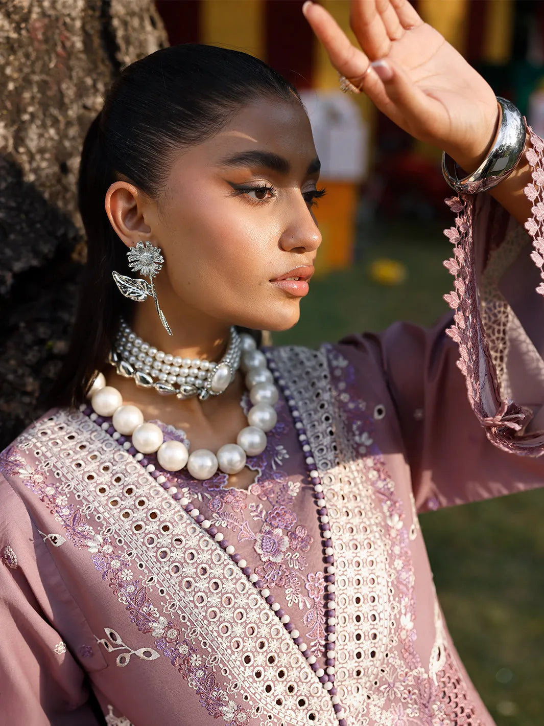 Sahar - Luxury Lawn 3PC Chikenkari Heavy Embroidered Suit | ZF-077 Unstitched Summer Luxe '26
