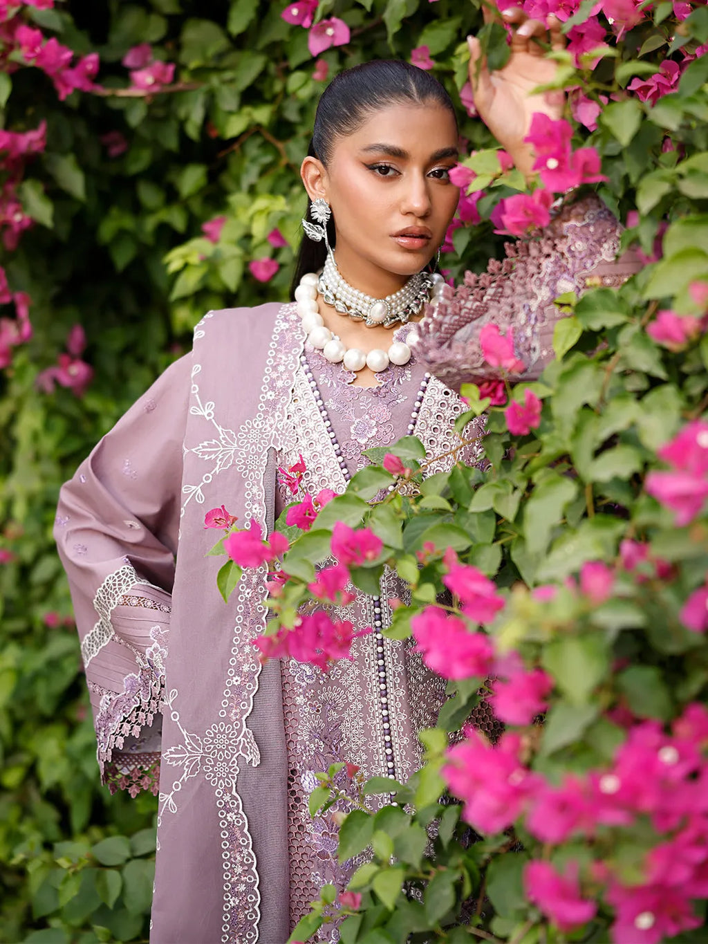 Sahar - Luxury Lawn 3PC Chikenkari Heavy Embroidered Suit | ZF-077 Unstitched Summer Luxe '26