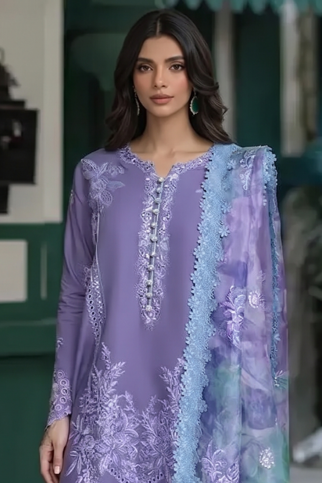 Farya - Lawn 3PC Chikenkari Heavy Embroidered Suit | Unstitched Summer Luxe '26