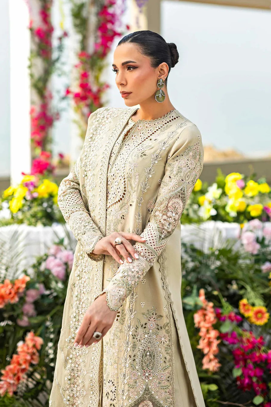 Sawsan- Luxury Lawn 3PC Chikenkari Heavy Embroidered Suit | ZF-082 Summer Luxe '26