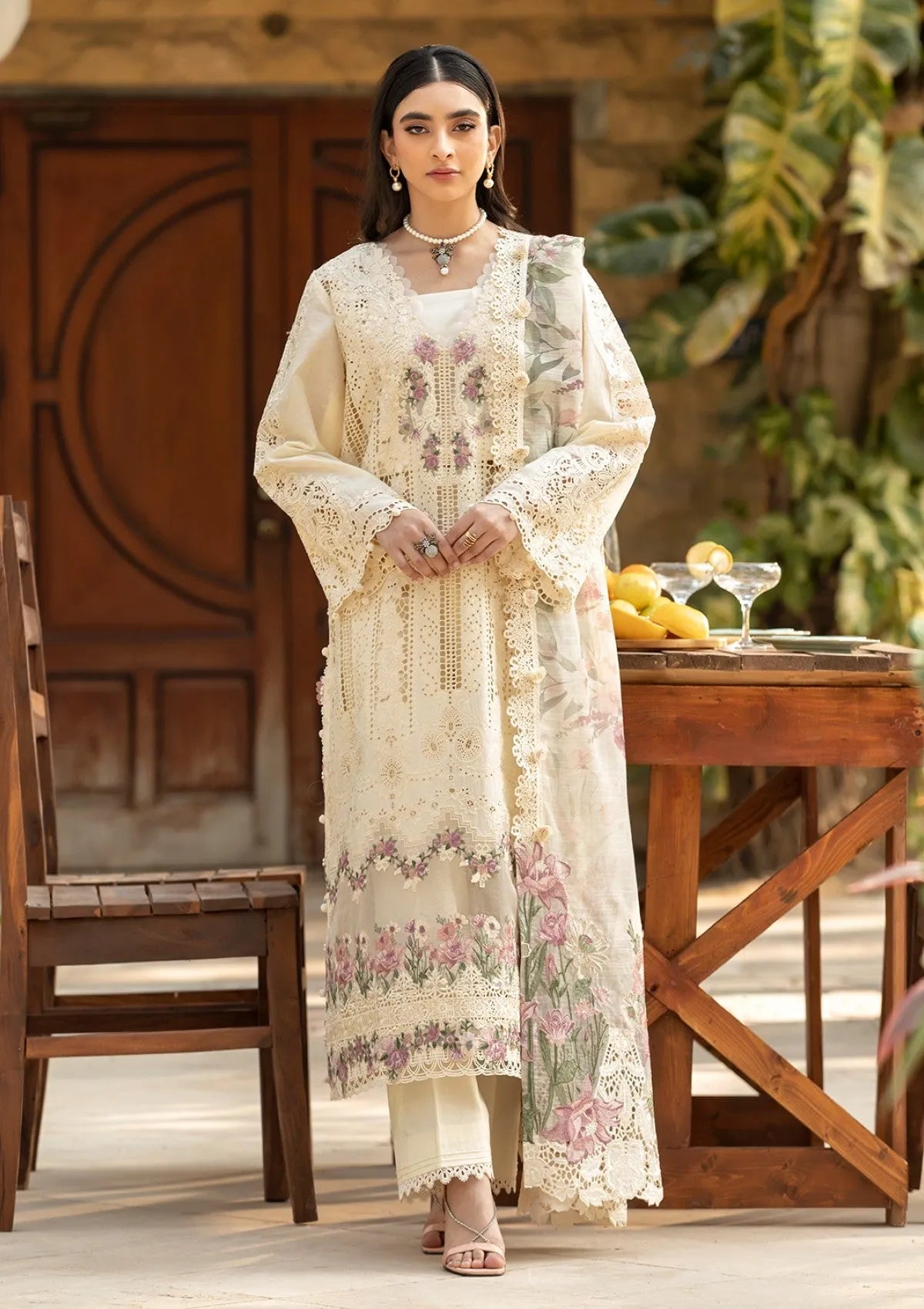 Noori - Zf -040 Luxury Lawn 3PC Chikenkari Heavy Embroidered Suit | Unstitched Summer Luxe '26
