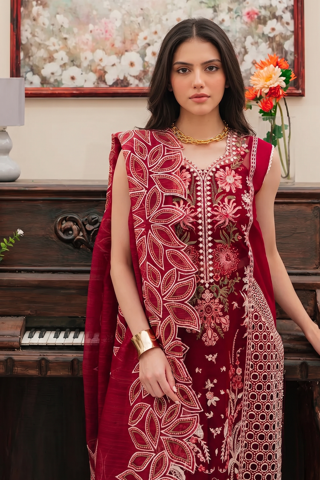 Gökçe - Lawn 3PC Chikenkari Heavy Embroidered Suit | Unstitched Summer Luxe '26