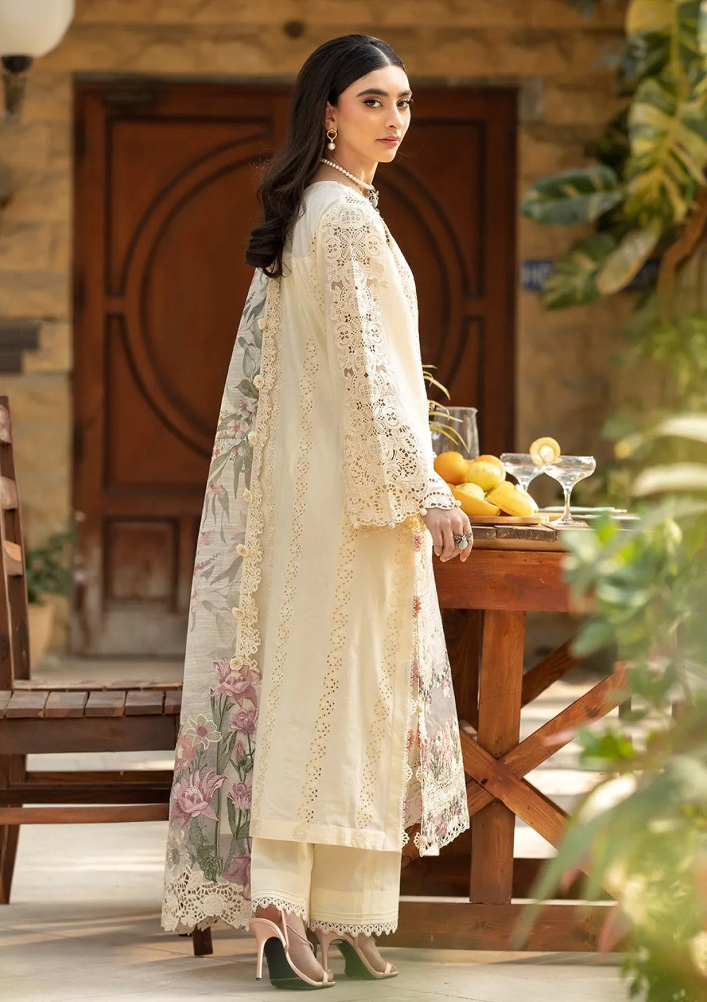 Noori - Zf -040 Luxury Lawn 3PC Chikenkari Heavy Embroidered Suit | Unstitched Summer Luxe '26