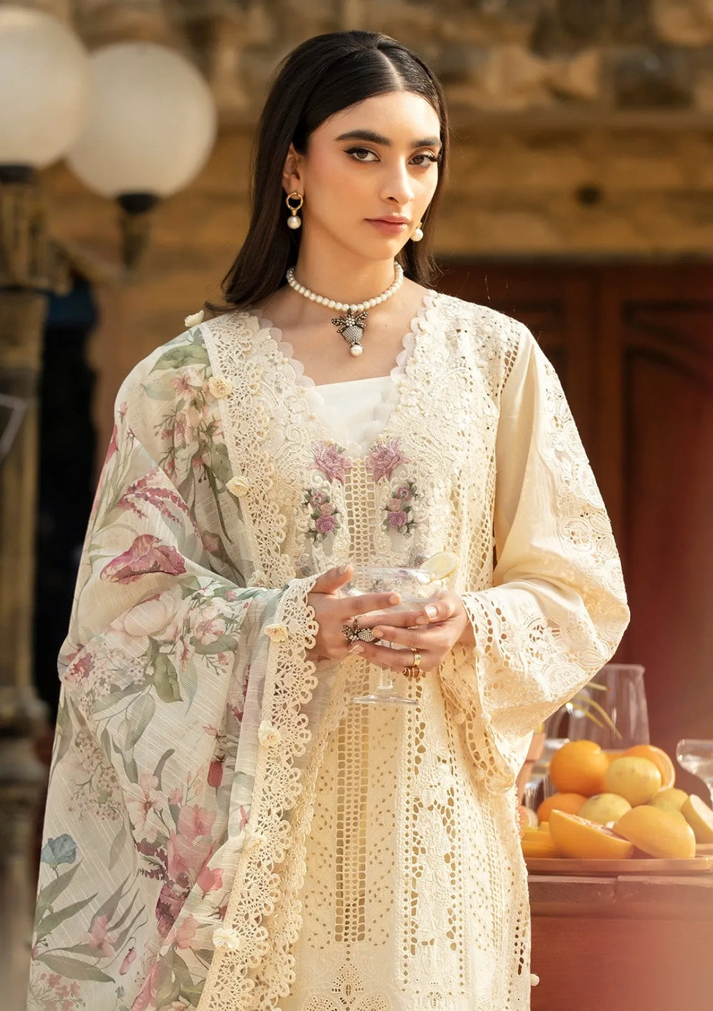 Noori - Zf -040 Luxury Lawn 3PC Chikenkari Heavy Embroidered Suit | Unstitched Summer Luxe '26
