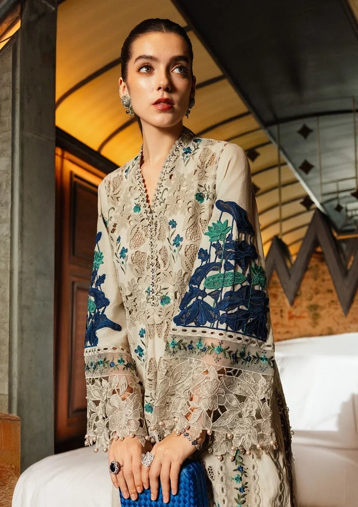 Evania - Luxury 3PC Chikenkari Heavy Embroidered Suit | ZF-107 Zaroon Luxe '26