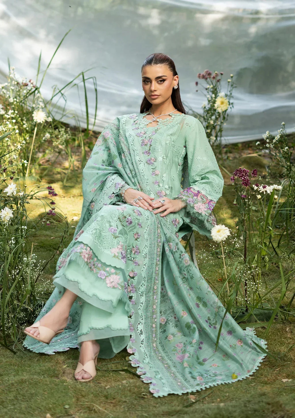 Shahnaz - Luxury Dhanak 3PC Chikenkari Heavy Embroidered Suit | EA-W- 122 Luxe '26