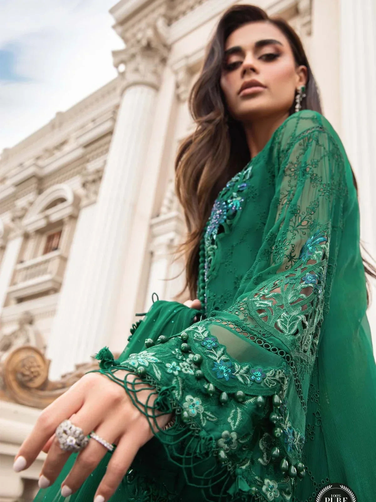 Aveline - Luxury Dhanak 3PC Chikenkari Heavy Embroidered Suit | Zf- 110 Zaroon Luxe '26