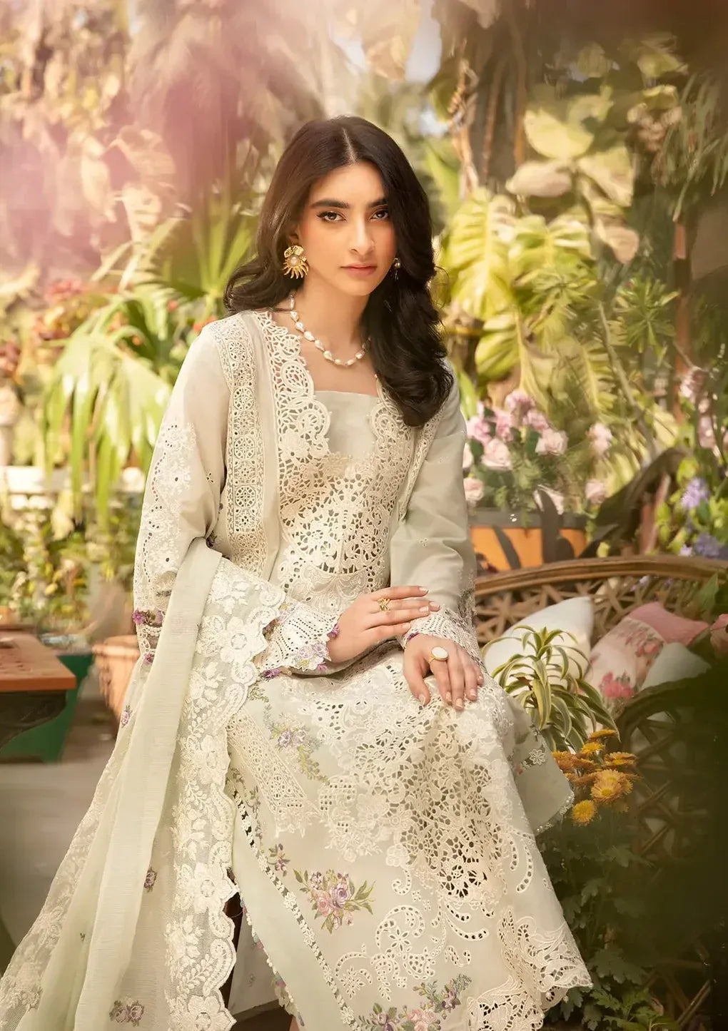 Meher - Zf -037 Luxury Lawn 3PC Chikenkari Heavy Embroidered Suit | Summer Luxe '26