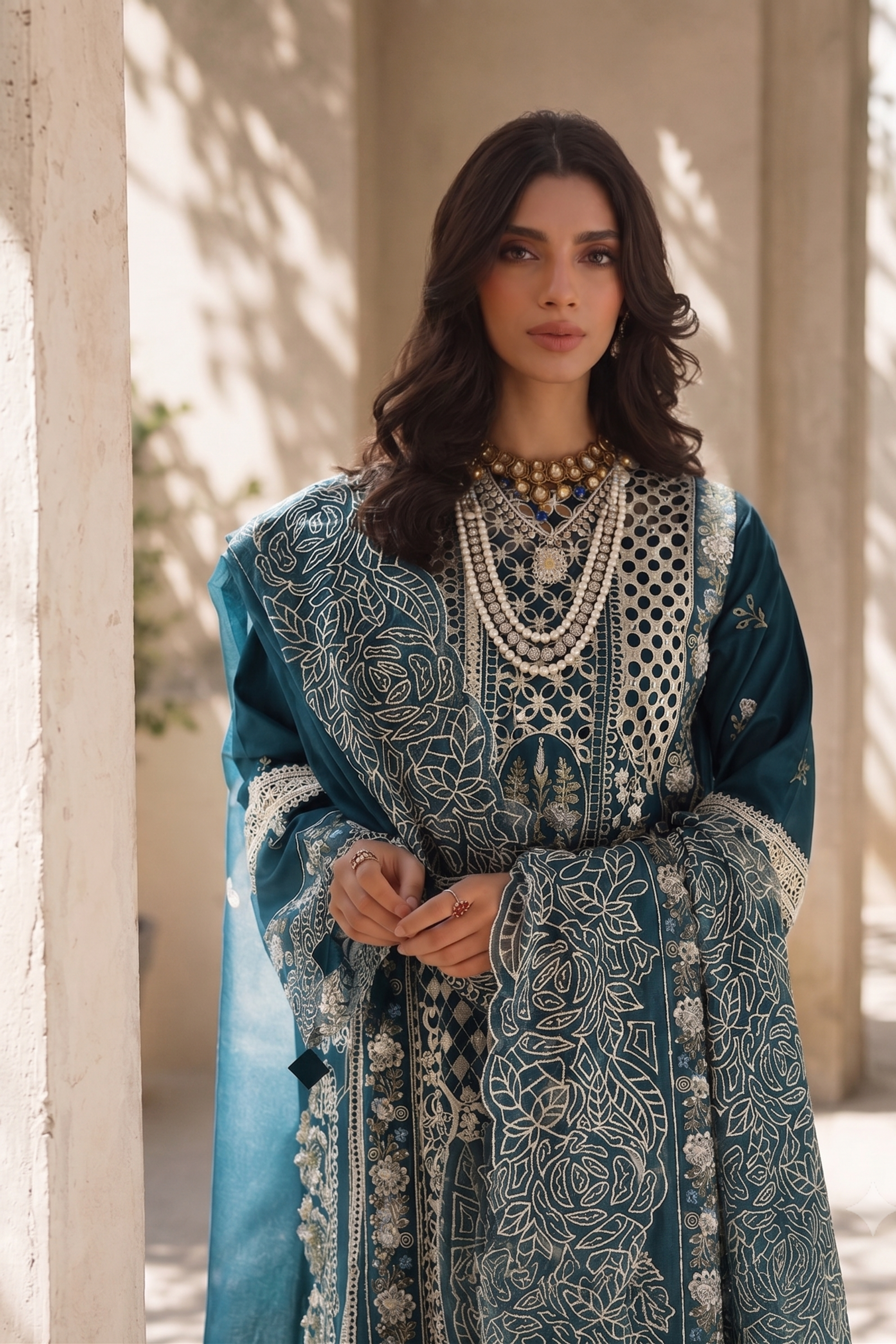 Aiza - Lawn 3PC Chikenkari Heavy Embroidered Suit | Unstitched Summer Luxe '26