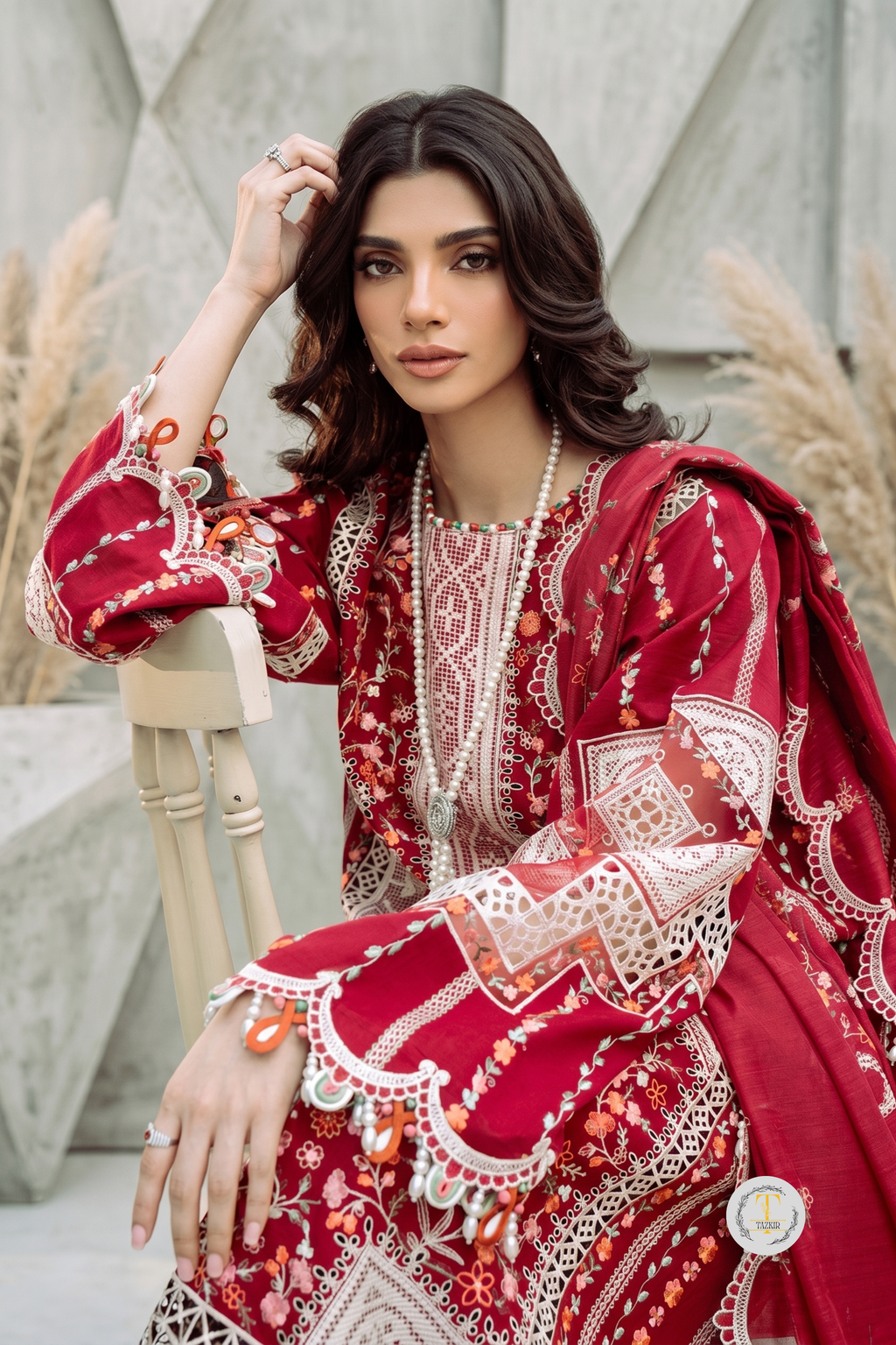Saniya - Lawn 3PC Chikenkari Heavy Embroidered Suit | Unstitched Summer Luxe '26
