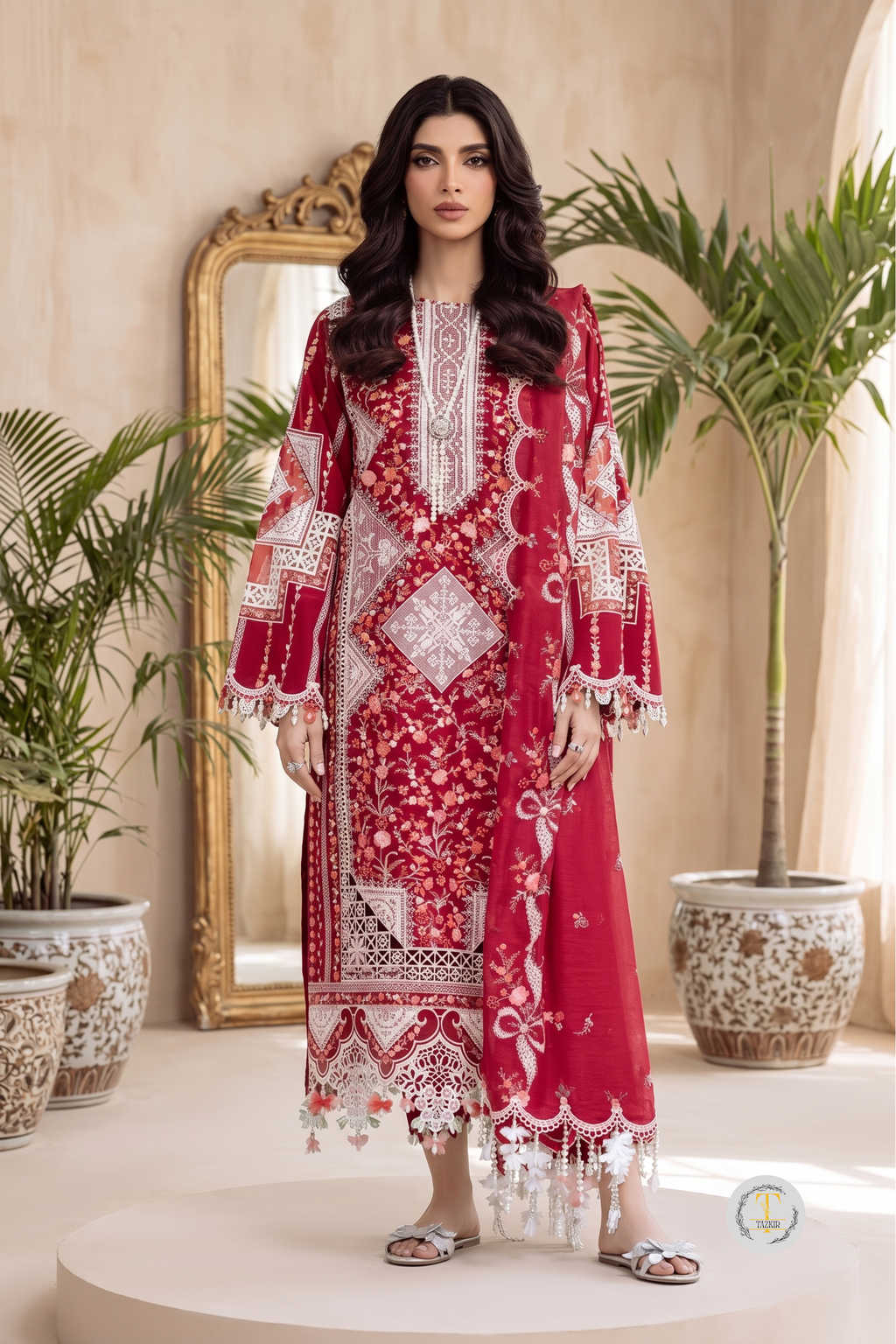 Saniya - Lawn 3PC Chikenkari Heavy Embroidered Suit | Unstitched Summer Luxe '26