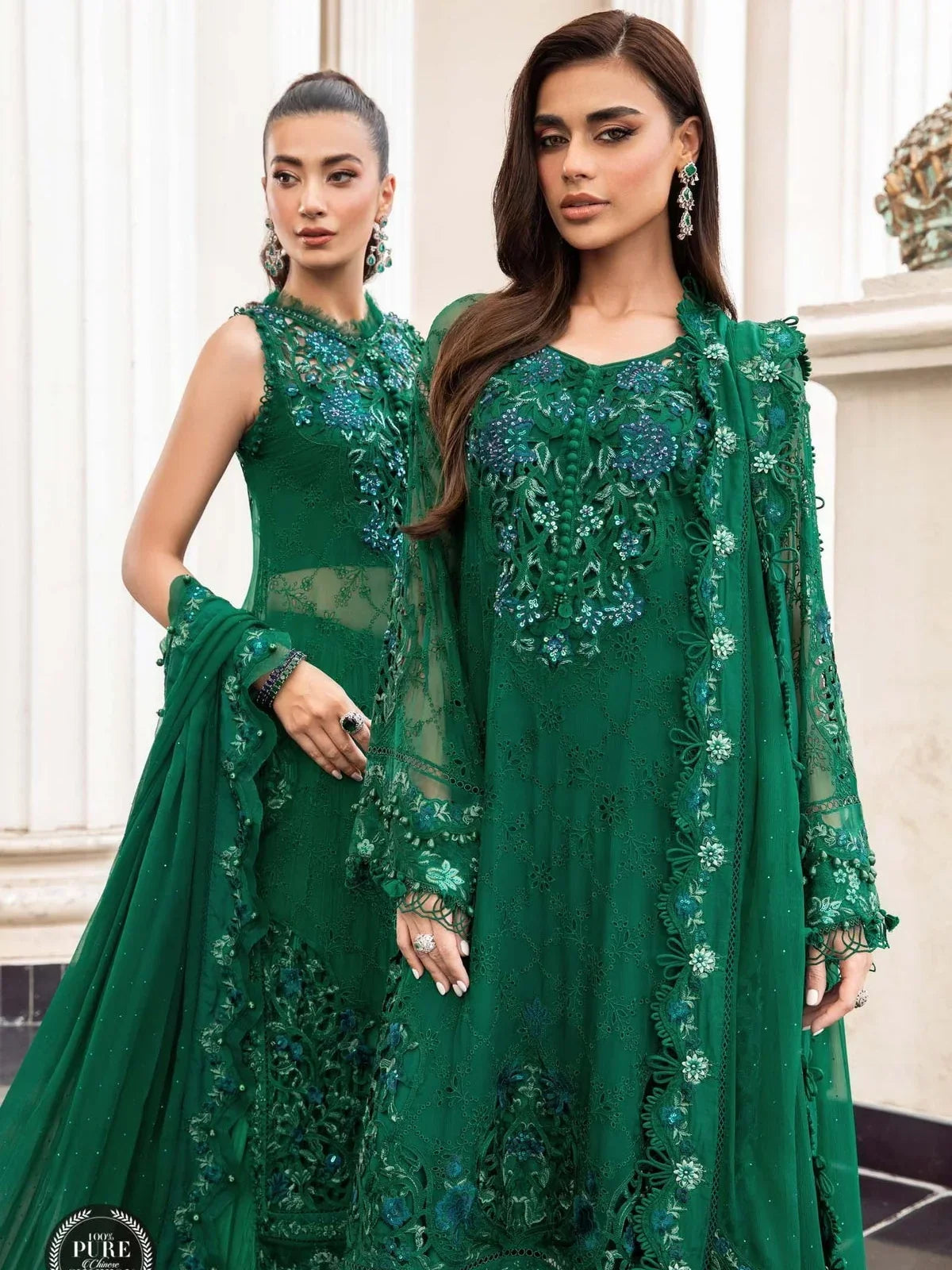 Aveline - Luxury Dhanak 3PC Chikenkari Heavy Embroidered Suit | Zf- 110 Zaroon Luxe '26