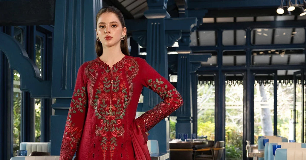 Roselle - Luxury Dhanak 3PC Chikenkari Heavy Embroidered Suit | Zf- 109 Zaroon Luxe '26