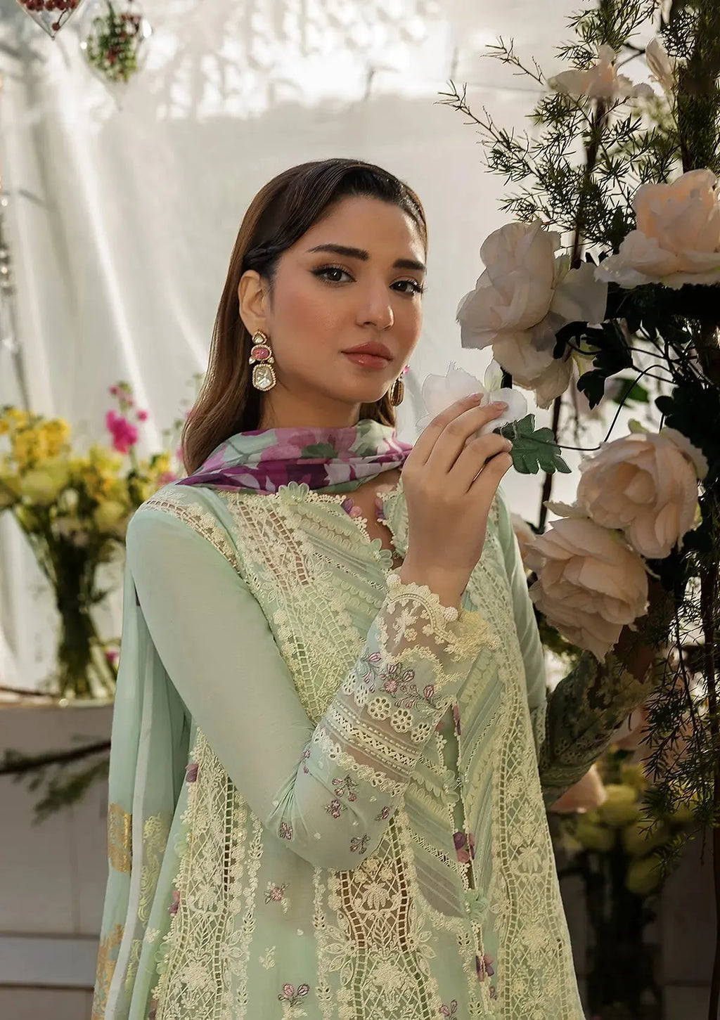 Asma - Luxury Lawn 3PC Chikenkari Heavy Embroidered Suit | ZF-023 Unstitched Summer Luxe '26