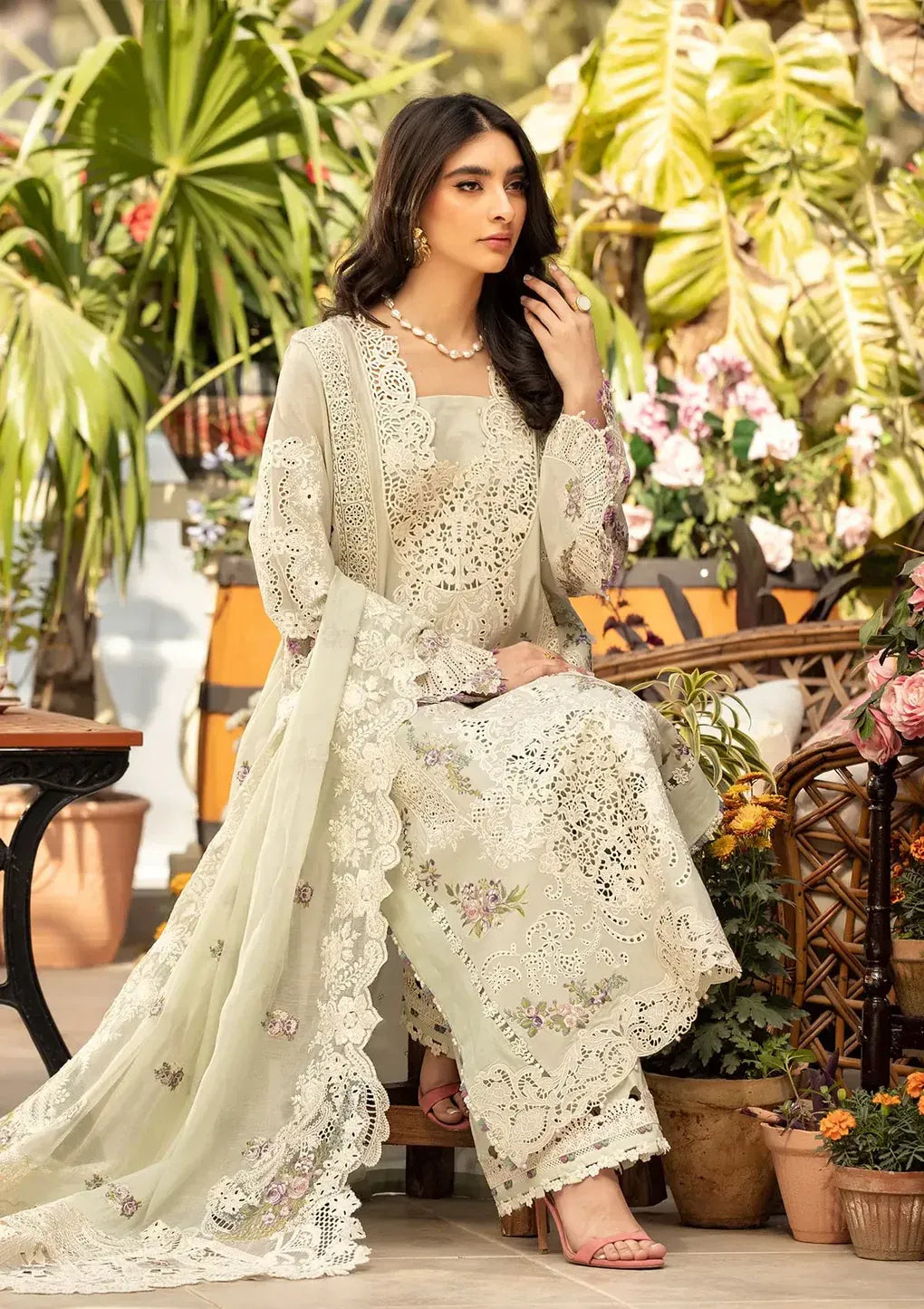 Meher - Zf -037 Luxury Lawn 3PC Chikenkari Heavy Embroidered Suit | Summer Luxe '26