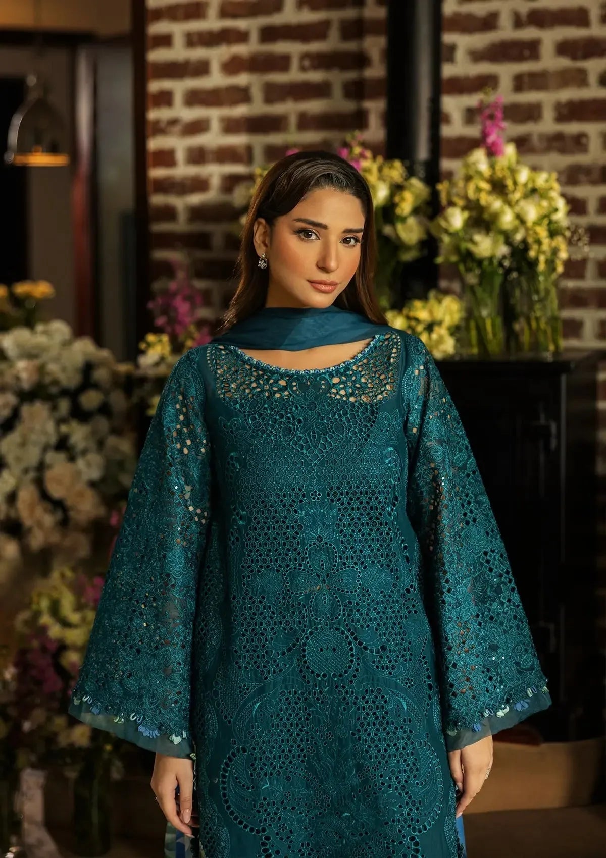 Roxana - Luxury Lawn 3PC Chikenkari Heavy Embroidered Suit | ZF-060 Unstitched Summer Luxe '26